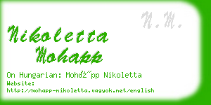 nikoletta mohapp business card